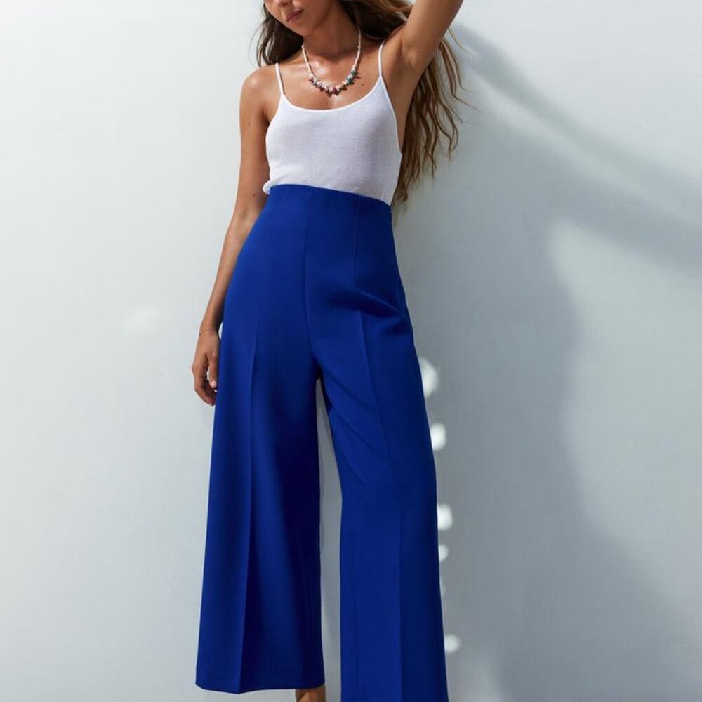 Zara Ink Blue Cullottes Size Small